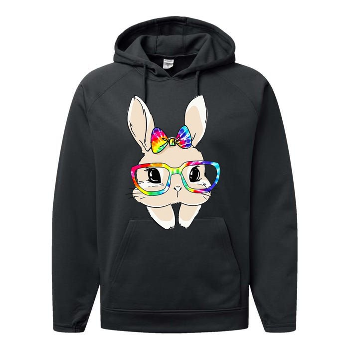 Cute Bunny Face Tie Dye Glasses Easter Day Performance Fleece Hoodie