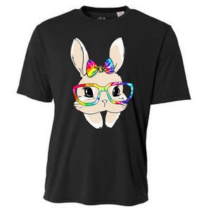 Cute Bunny Face Tie Dye Glasses Easter Day Cooling Performance Crew T-Shirt