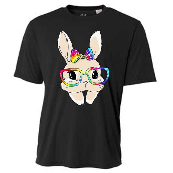 Cute Bunny Face Tie Dye Glasses Easter Day Cooling Performance Crew T-Shirt