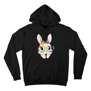 Cute Bunny Face Tie Dye Glasses Easter Day Hoodie