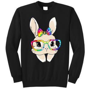 Cute Bunny Face Tie Dye Glasses Easter Day Sweatshirt