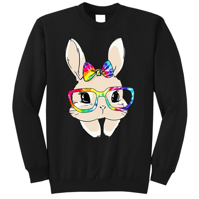 Cute Bunny Face Tie Dye Glasses Easter Day Sweatshirt