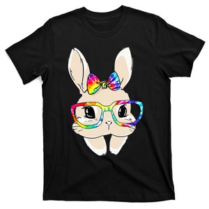 Cute Bunny Face Tie Dye Glasses Easter Day T-Shirt