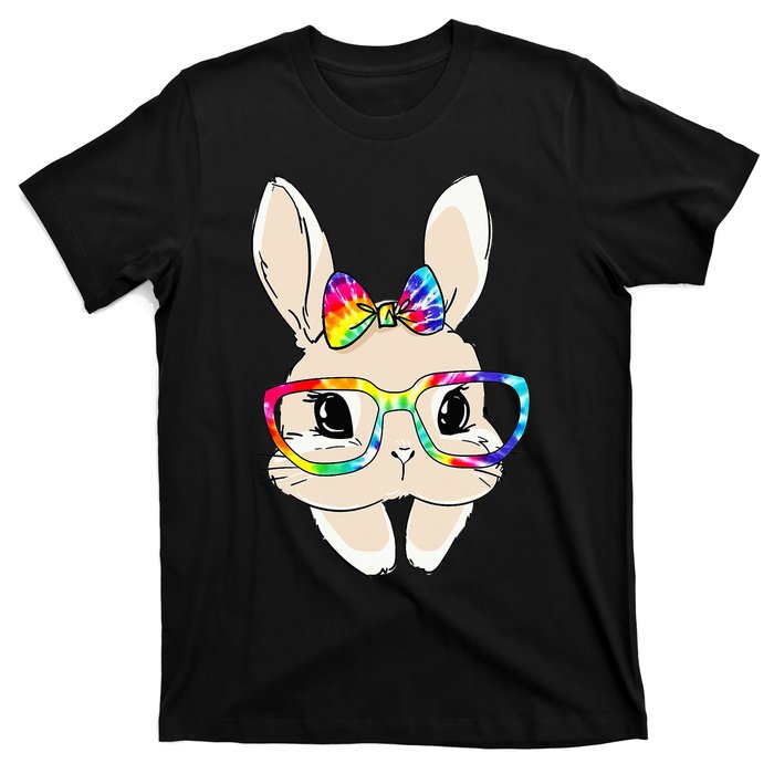 Cute Bunny Face Tie Dye Glasses Easter Day T-Shirt