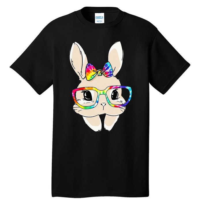 Cute Bunny Face Tie Dye Glasses Easter Day Tall T-Shirt