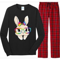 Cute Bunny Face Tie Dye Glasses Easter Day Long Sleeve Pajama Set