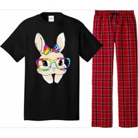 Cute Bunny Face Tie Dye Glasses Easter Day Pajama Set