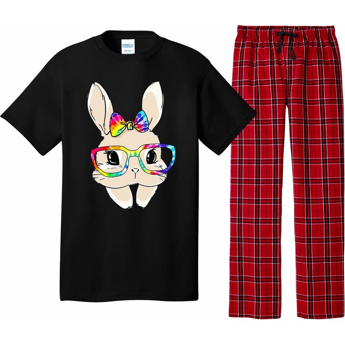 Cute Bunny Face Tie Dye Glasses Easter Day Pajama Set