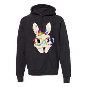 Cute Bunny Face Tie Dye Glasses Easter Day Premium Hoodie