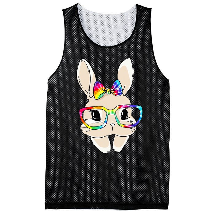 Cute Bunny Face Tie Dye Glasses Easter Day Mesh Reversible Basketball Jersey Tank