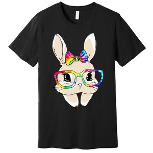 Cute Bunny Face Tie Dye Glasses Easter Day Premium T-Shirt