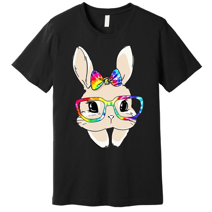 Cute Bunny Face Tie Dye Glasses Easter Day Premium T-Shirt