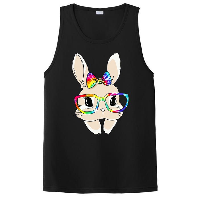 Cute Bunny Face Tie Dye Glasses Easter Day PosiCharge Competitor Tank