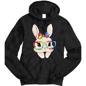 Cute Bunny Face Tie Dye Glasses Easter Day Tie Dye Hoodie