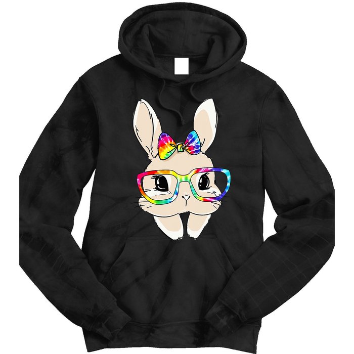 Cute Bunny Face Tie Dye Glasses Easter Day Tie Dye Hoodie