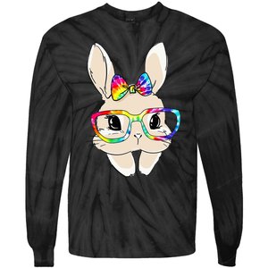 Cute Bunny Face Tie Dye Glasses Easter Day Tie-Dye Long Sleeve Shirt