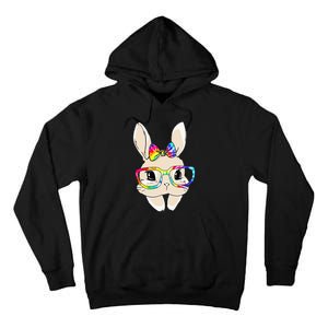 Cute Bunny Face Tie Dye Glasses Easter Day Tall Hoodie