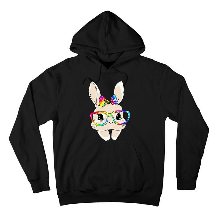 Cute Bunny Face Tie Dye Glasses Easter Day Tall Hoodie