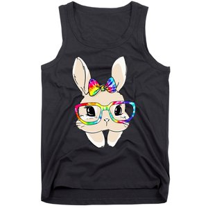 Cute Bunny Face Tie Dye Glasses Easter Day Tank Top