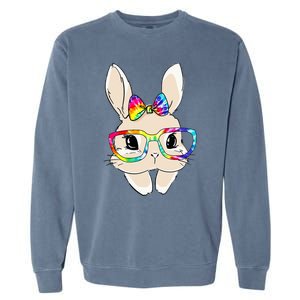 Cute Bunny Face Tie Dye Glasses Easter Day Garment-Dyed Sweatshirt