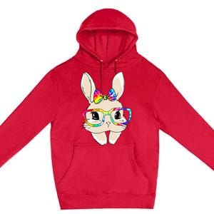 Cute Bunny Face Tie Dye Glasses Easter Day Premium Pullover Hoodie