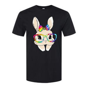 Cute Bunny Face Tie Dye Glasses Easter Day Softstyle CVC T-Shirt