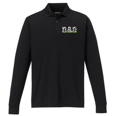 Cow Birthday Family Matching gift Fathers Day Performance Long Sleeve Polo