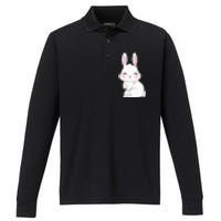 Cute Bunny Face Tie Dye Glasses Easter Day Performance Long Sleeve Polo