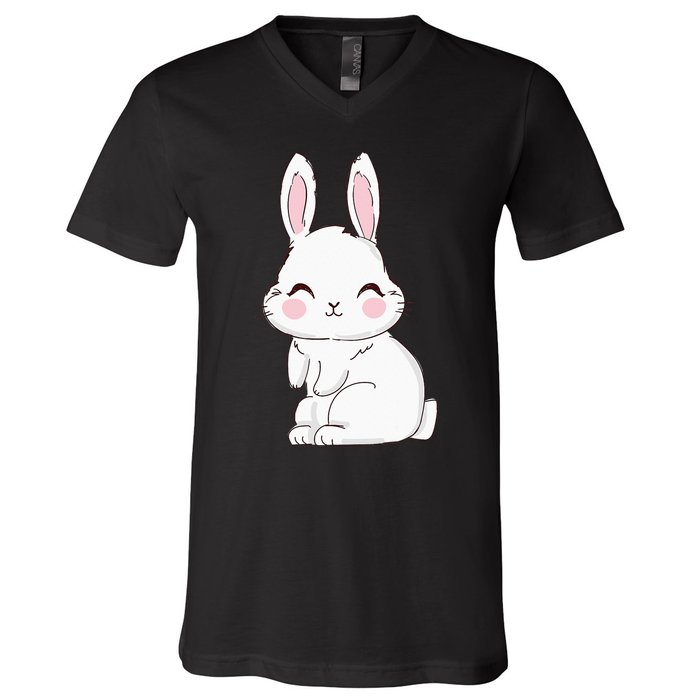 Cute Bunny Face Tie Dye Glasses Easter Day V-Neck T-Shirt