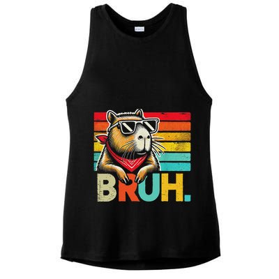 Capybara Bruh Funny Graphic Funny Capybara Ladies PosiCharge Tri-Blend Wicking Tank