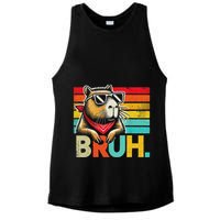 Capybara Bruh Funny Graphic Funny Capybara Ladies PosiCharge Tri-Blend Wicking Tank
