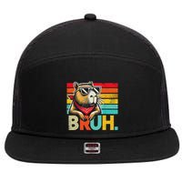 Capybara Bruh Funny Graphic Funny Capybara 7 Panel Mesh Trucker Snapback Hat