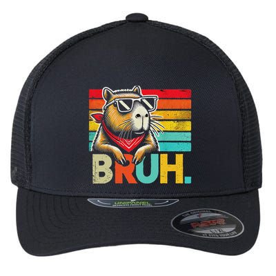 Capybara Bruh Funny Graphic Funny Capybara Flexfit Unipanel Trucker Cap