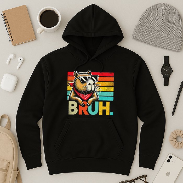 Capybara Bruh Funny Graphic Funny Capybara Hoodie