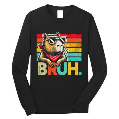 Capybara Bruh Funny Graphic Funny Capybara Long Sleeve Shirt