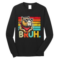 Capybara Bruh Funny Graphic Funny Capybara Long Sleeve Shirt