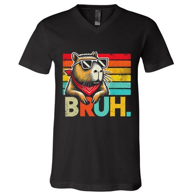 Capybara Bruh Funny Graphic Funny Capybara V-Neck T-Shirt