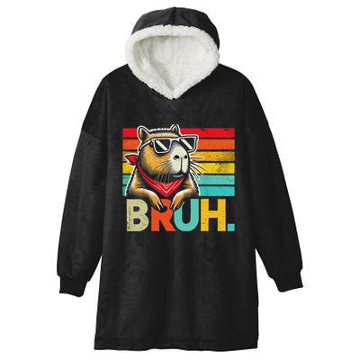 Capybara Bruh Funny Graphic Funny Capybara Hooded Wearable Blanket