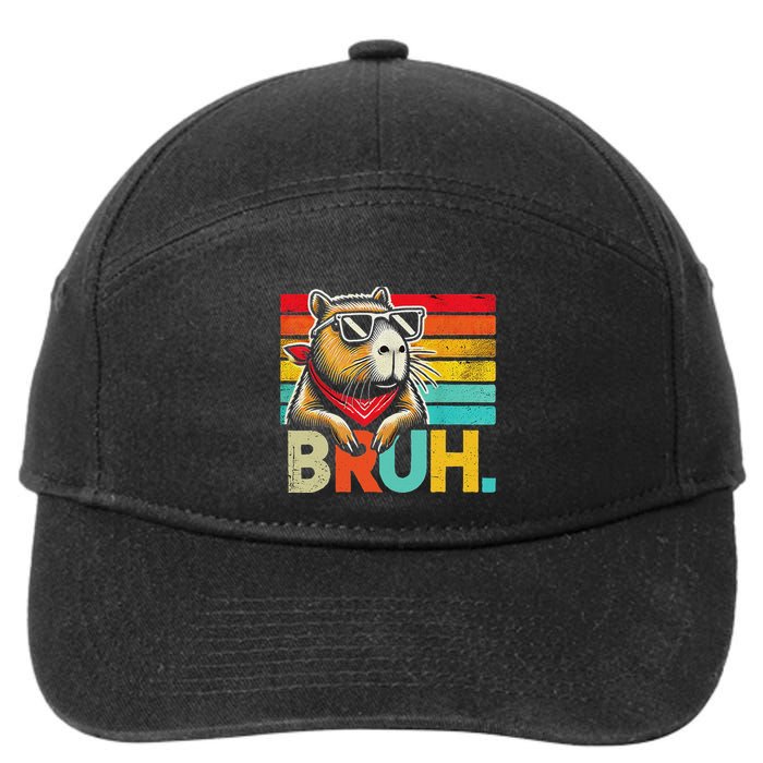 Capybara Bruh Funny Graphic Funny Capybara 7-Panel Snapback Hat