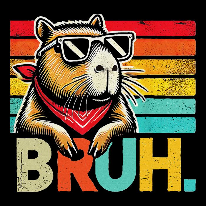 Capybara Bruh Funny Graphic Funny Capybara 7-Panel Snapback Hat