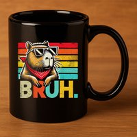 Capybara Bruh Funny Graphic Funny Capybara 11oz C Handle Ceramic Mug