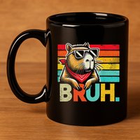 Capybara Bruh Funny Graphic Funny Capybara 11oz C Handle Ceramic Mug