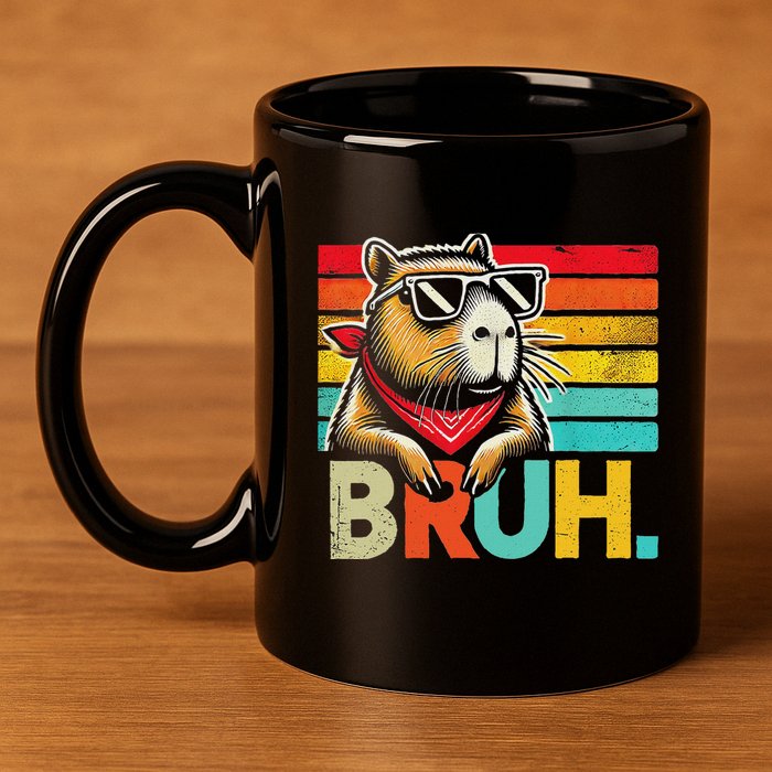 Capybara Bruh Funny Graphic Funny Capybara 11oz C Handle Ceramic Mug
