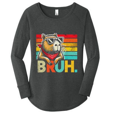 Capybara Bruh Funny Graphic Funny Capybara Women's Perfect Tri Tunic Long Sleeve Shirt