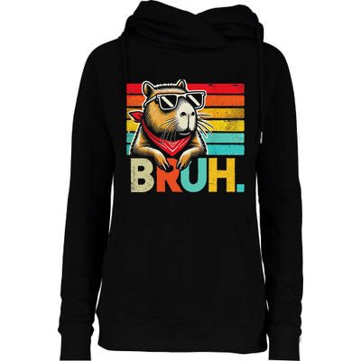 Capybara Bruh Funny Graphic Funny Capybara Womens Funnel Neck Pullover Hood
