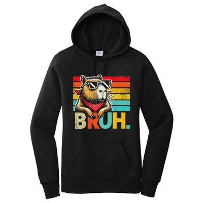 Capybara Bruh Funny Graphic Funny Capybara Women's Pullover Hoodie