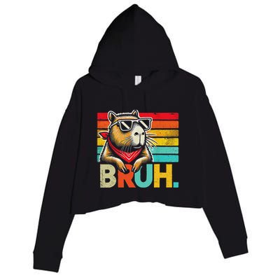 Capybara Bruh Funny Graphic Funny Capybara Crop Fleece Hoodie