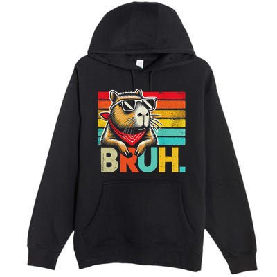 Capybara Bruh Funny Graphic Funny Capybara Premium Pullover Hoodie