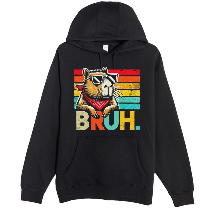 Capybara Bruh Funny Graphic Funny Capybara Premium Pullover Hoodie