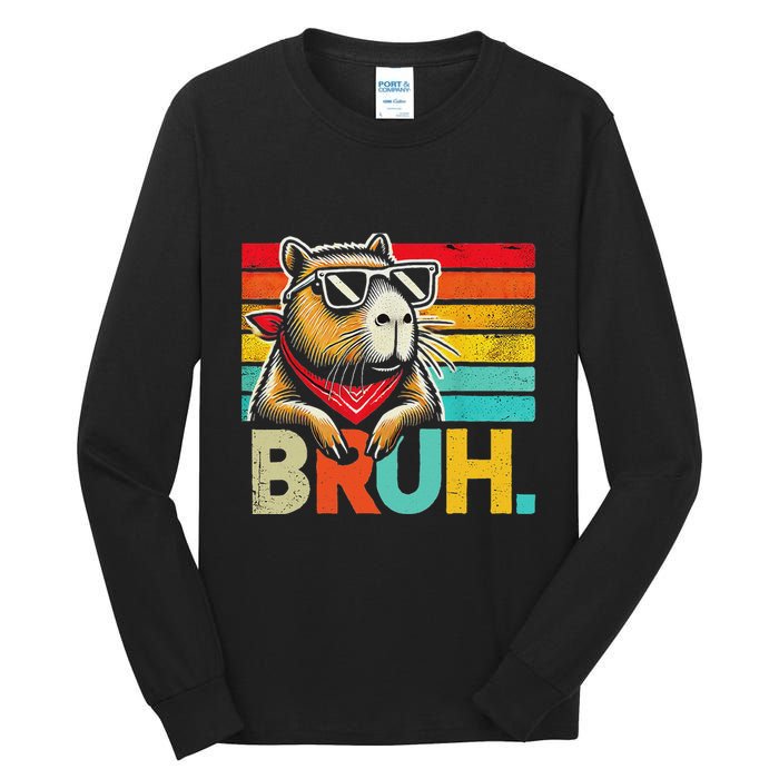 Capybara Bruh Funny Graphic Funny Capybara Tall Long Sleeve T-Shirt